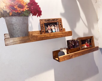 Rustic Floating Ledge Shelf | Photo Ledge | Wall Bookshelf | Reclaimed Wood Ledge Shelf | 3" Usable Depth