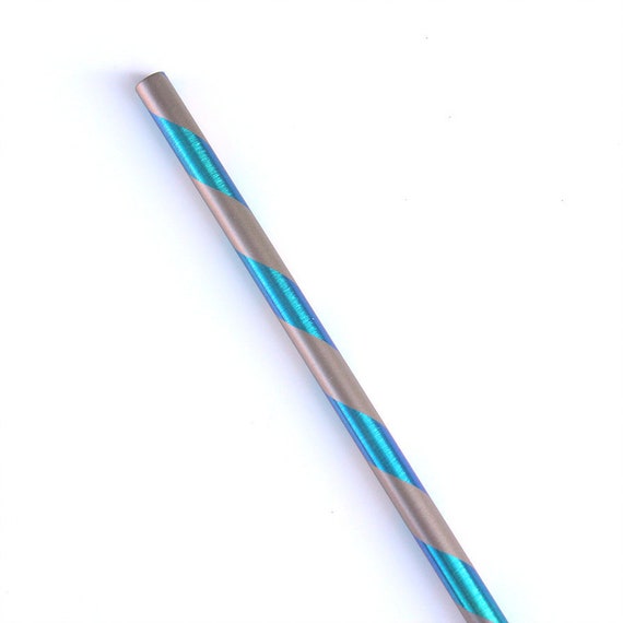 King Cage Titanium Straw 8/" Bend Anodized Green-Turquoise Twist