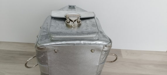 Versace silvery leather handbag Vintage - image 10