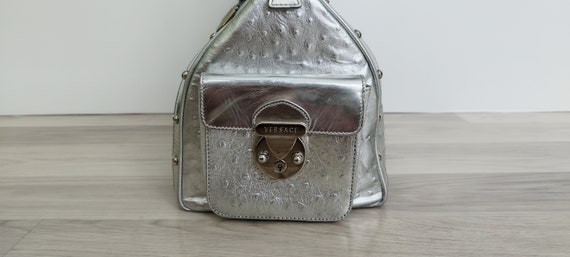 Versace silvery leather handbag Vintage - image 4