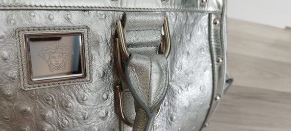 Versace silvery leather handbag Vintage - image 5