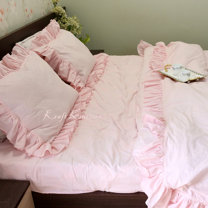 Cotton Duvet Cover Blush Pink Soft Ruffled Cotton Duvet Etsy