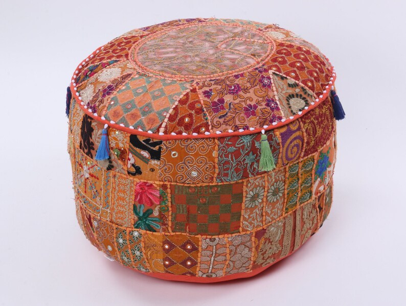Indian Pouf Ottoman Cover Big Bohemian Bean Bag Floor Cushion Etsy