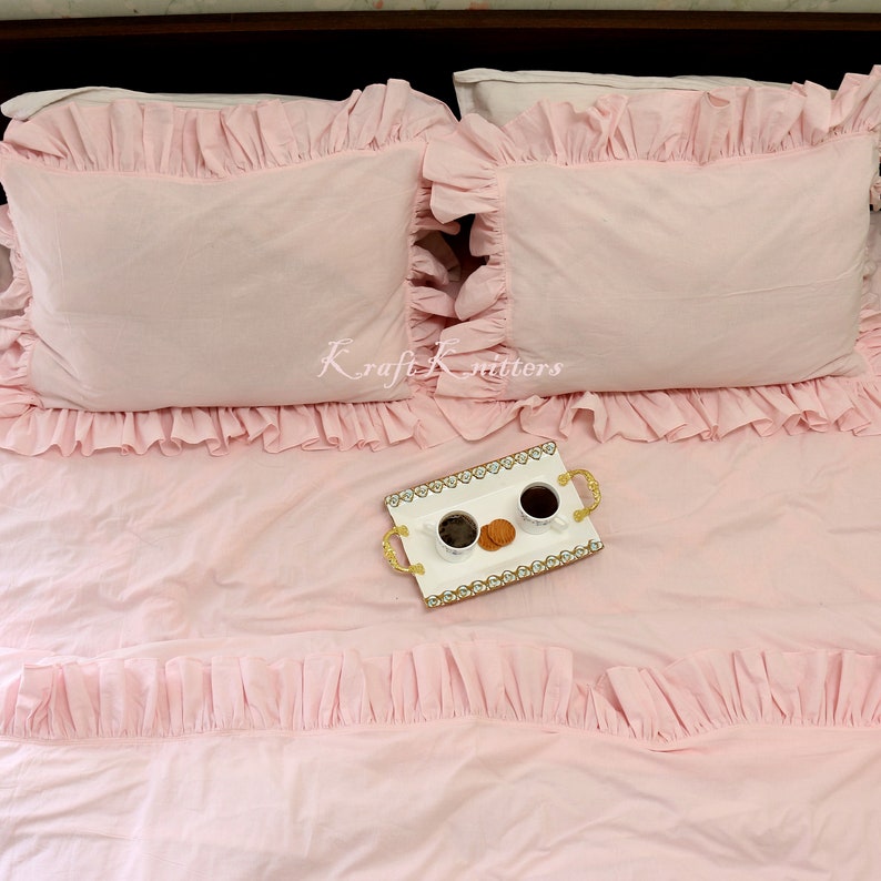 Cotton Duvet Cover Blush Pink Soft Ruffled Cotton Duvet Etsy