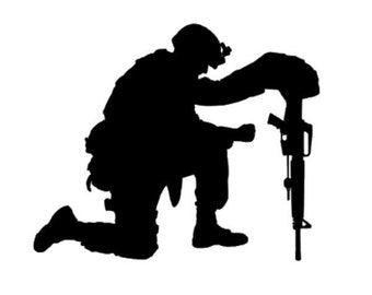Kneeling Soldier Vinyl Decal Fallen Military Navy Army Marines Air Force Sticker