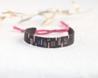 Handgewebtes Armband,Leinen Armband,gewebtes Armband,Geschenk für sie,Fiber Art Schmuck,Metallic Armband,Minimalist Armband, Freundschaftsarmband