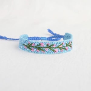 Embroidery Handwoven Bracelet,Embroidered Bracelet,Textile Art Jewlery,Flora Embroidery Bracelet,Linen Bracelet,Loom Bracelet,One of a kind