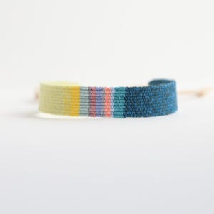 Handwoven Bracelet,Cotton Silk Woven Bracelet,Woven Handmade Bracelet,Loom Bracelet,Gift for her,Fiber Art Jewelry,Colorstripe bracelet,
