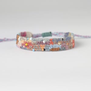 Unique textile bracelet, Bead bracelet, Silk textile bracelet