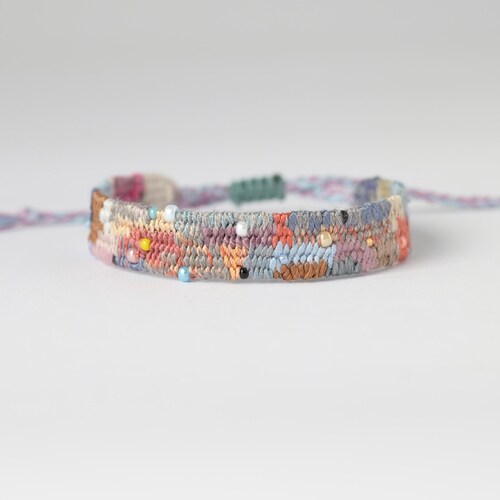 Unique textile bracelet, Bead bracelet, Silk textile bracelet