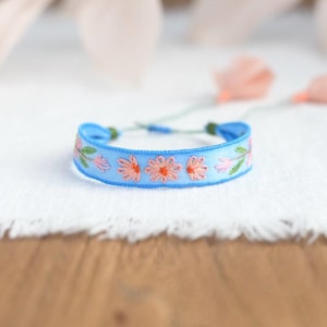Silk Embroidery Bracelet,Embroidered Bracelet,Textile Art Jewlery,Silk Bracelet,Flora Embroidery Bracelet