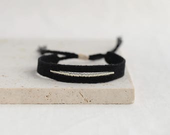 Minimalistische zijdegeweven armband: gouden Miyuki-kralen, boho chic