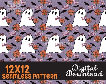 Ghost Digital Patterns, Seamless Pattern,Halloween digital paper