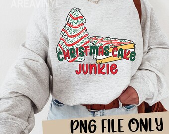 Christmas Cake Junkie, PNG file, digital download, Christmas Png, Sublimation design, sublimation png, holiday png