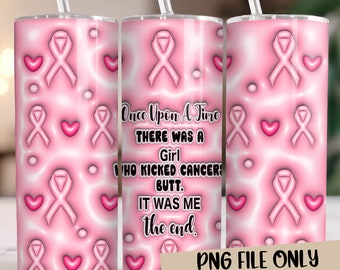Kick cancers butt Tumbler Wrap, breast cancer survivor, 3D Tumbler Design,Skinny Tumbler 20oz, Sublimation Digital Download, pink cup wrap