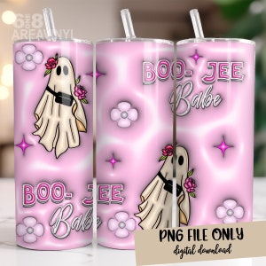 BOO JEE  ghost Tumbler Wrap, 3D Tumbler Design,Skinny Tumbler 20oz, Sublimation Digital Download Tumbler Halloween Design