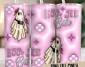 BOO JEE  ghost Tumbler Wrap, 3D Tumbler Design,Skinny Tumbler 20oz, Sublimation Digital Download Tumbler Halloween Design