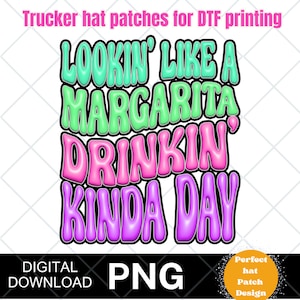 Margarita drinking hat patch, digital download , patch bundle. faux embroidery, trucker hat patches, summer trucker patch
