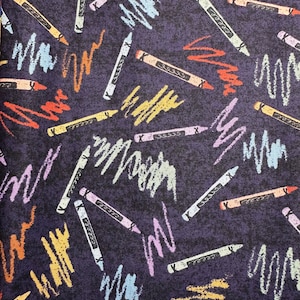 Crayon Scribbles on Navy Quilting Cotton