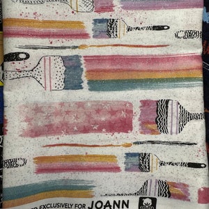 Paintbrushes on White Quilting Cotton
