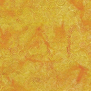 May include: A seamless pattern of swirling yellow and orange circles on a yellow background.