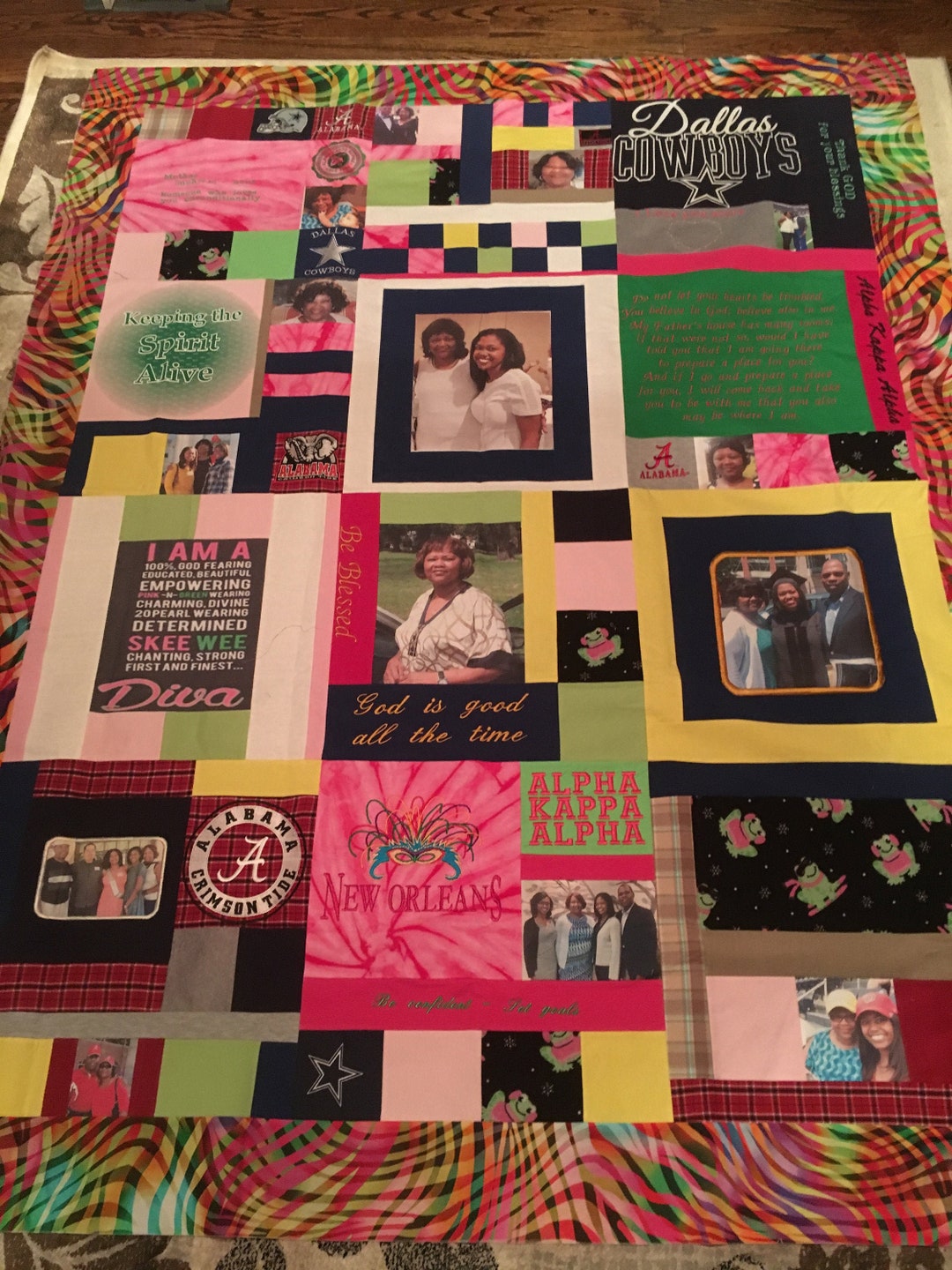 Personalized Custom Photo Memory Quiltany Size and Color Combofree