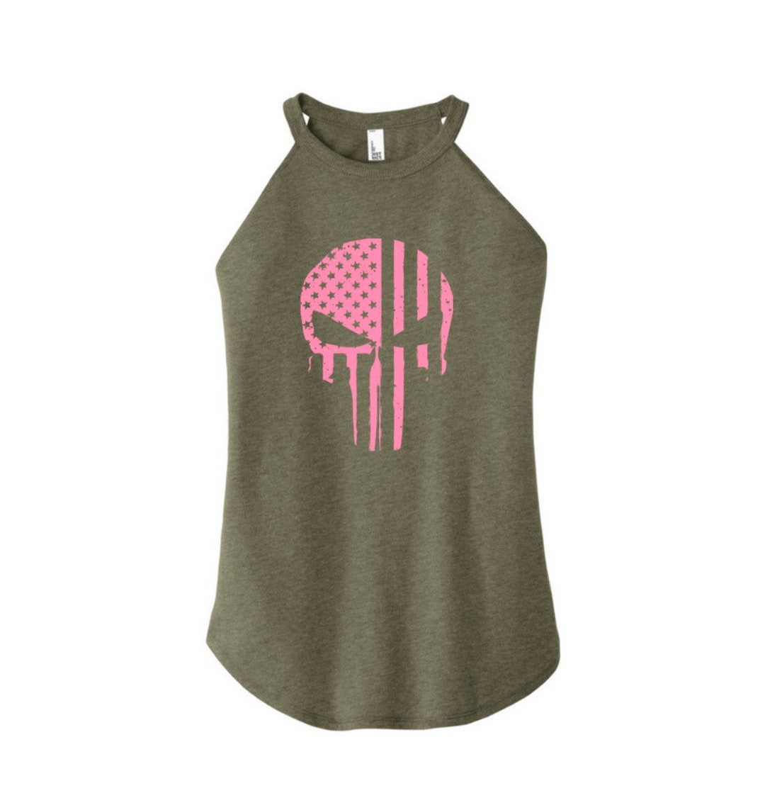Pink Rocker Tank Pink Skull Rocker Tank - Etsy