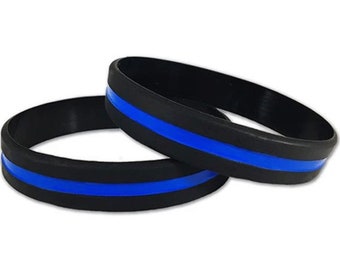 Pulsera de silicona de línea azul fina o línea roja fina