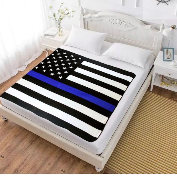 Blue Line Blanket Etsy