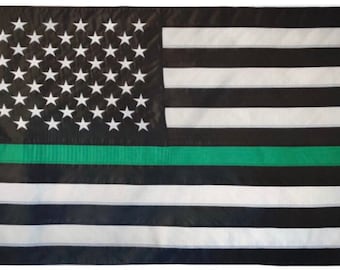 Bandeira bordada da linha verde fina