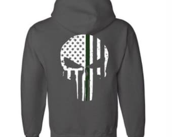 Thin GREEN Line Skull Hoodie