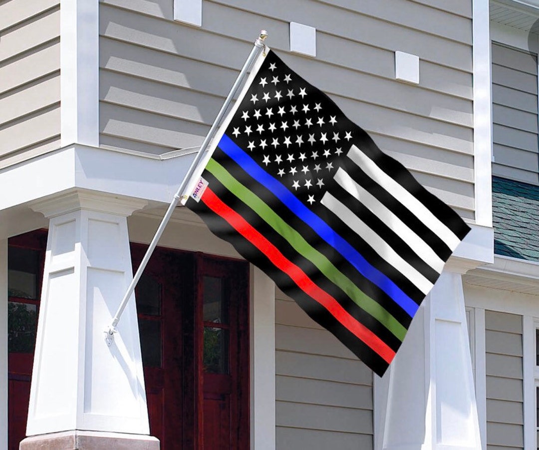 FLAG Blue/green/red Line USA Style 3 X 5 Poly Etsy