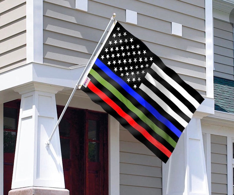 FLAG Blue/green/red Line USA Style 3 X 5 Poly - Etsy