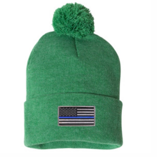 Thin Blue Line Flag PomPom Hat