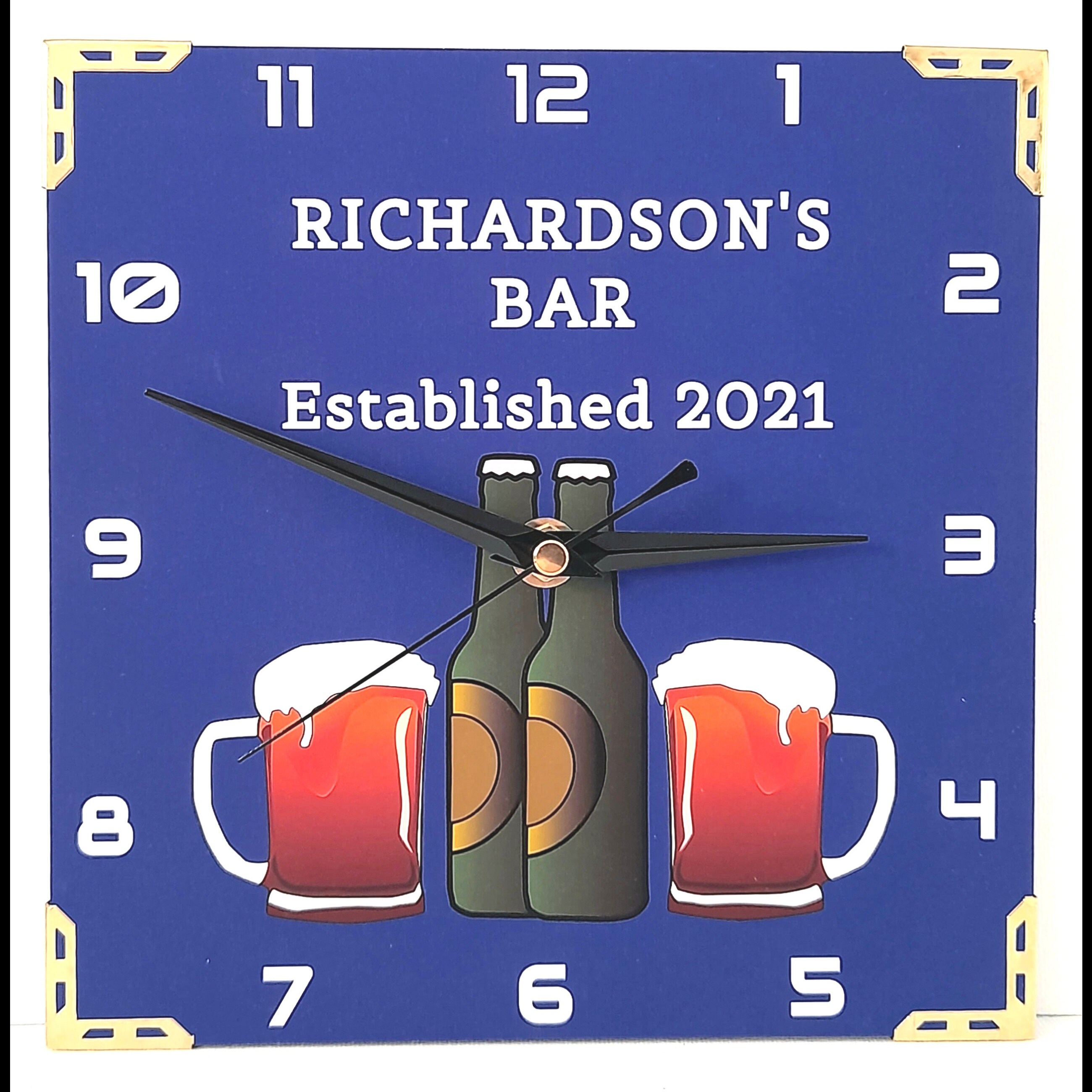 Personalised Bar Wall Clock with Quartz Silent Movement Etsy