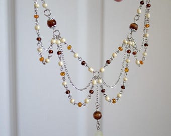 Rootbeer Float Beaded Necklace: Handmade Multi-Strand Layered Jewelry