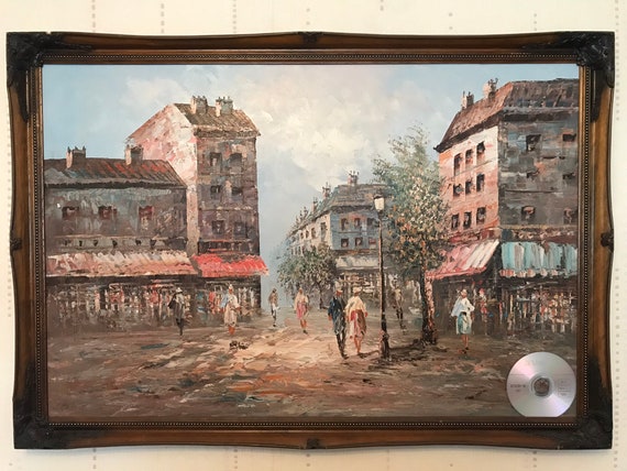 パリの風景画 肉質画 サインあり （美術館シリーズ② ルーブル美術館 