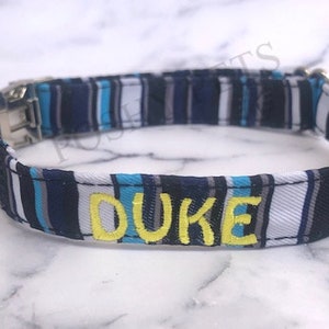 Dog Collar, Embroidered Dog Collar, Personalized Dog Collar, Engraved Dog Collar, Dog Collars, Stripes