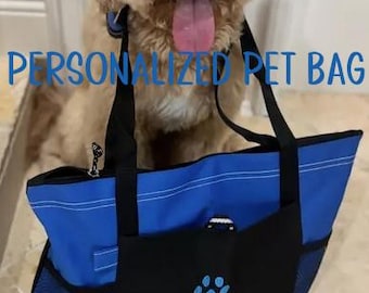 Personalized Dog Tote Bag with Zipper, Pet Travel Bag, Monogrammed Pet Bag, New Puppy Gift, Dog Daycare Tote.