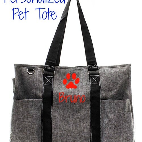 Personalized Dog Tote Bag With Zipper Pet Travel Bag Etsy