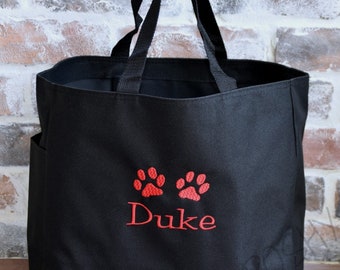 Personalized Dog Tote | Dog Travel Tote | Doggy Day Care Tote Bag | Puppy Gift | Dog Paw Tote Bag | Dog Essential Tote Bag | Puppy Tote Bag
