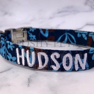 Dog Collar, Embroidered Dog Collar, Personalized Dog Collar, Engraved Dog Collar, Dog Collars, Hawaiian Floral