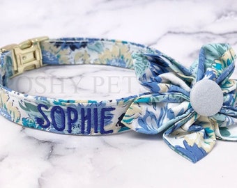 Dog Collar, Embroidered Dog Collar, Personalized Dog Collar, Engraved Dog Collar, Dog Collars, Floral