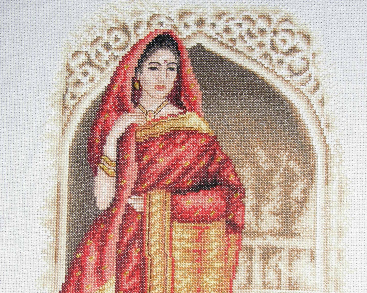 Painting Cross stitch .Indian beauty Embroidered picture Etsy