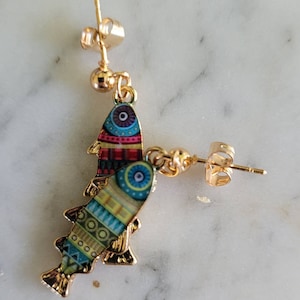 Mosaic fish earrings