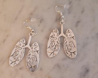Anatomical lung earrings