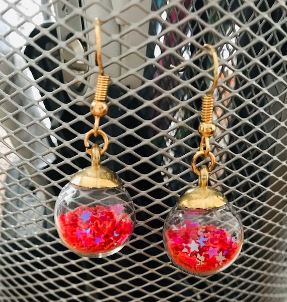 Red Party Ball Earrings Etsy Australia