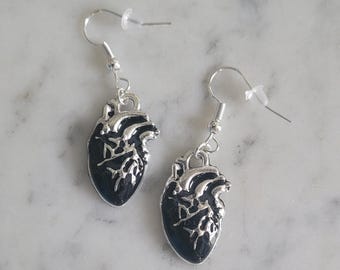 Anatomical heart earrings now in BLACK!