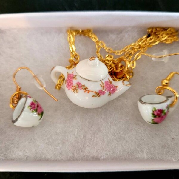 Tea Cup Necklace Etsy