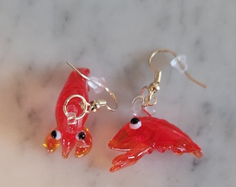 Glass Shrimp Earrings